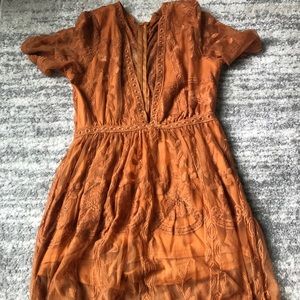 Plunge neck lace romper